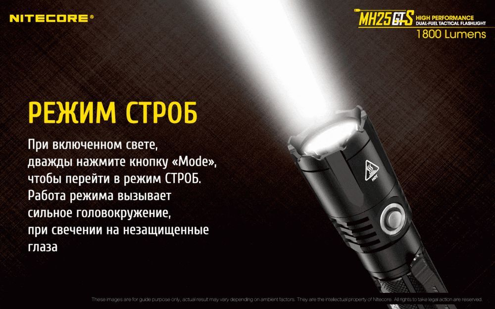 MH25GTS CREE XHP35 HD, 1800люмен 250часов 304м 1*18650 З/У USB