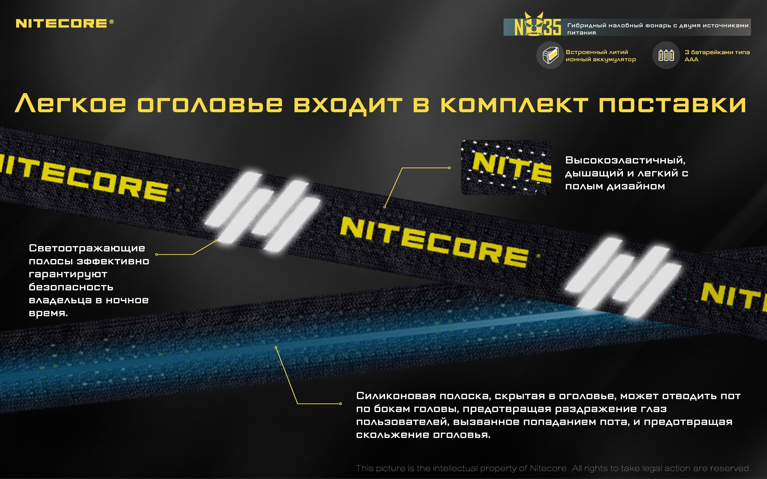 NU35 CREE XP-G3 S3 LED Black 460люмен 340ч 48м З/У USB АКБ Li-ion 3.7v 590mAh/3*AAA