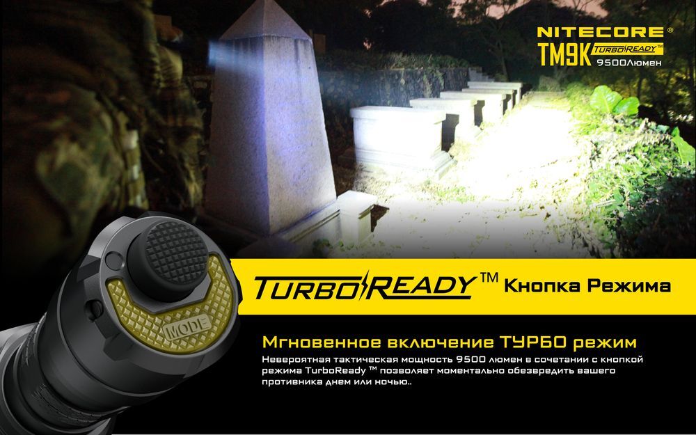TM9K 9xCREE XP-L HD V6 LED, 9500Люмен 268м 60ч Встроенный литий-ионный аккумулятор 21700 емкостью 5000 мАч